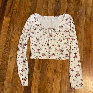 Floral long sleeve crop top
